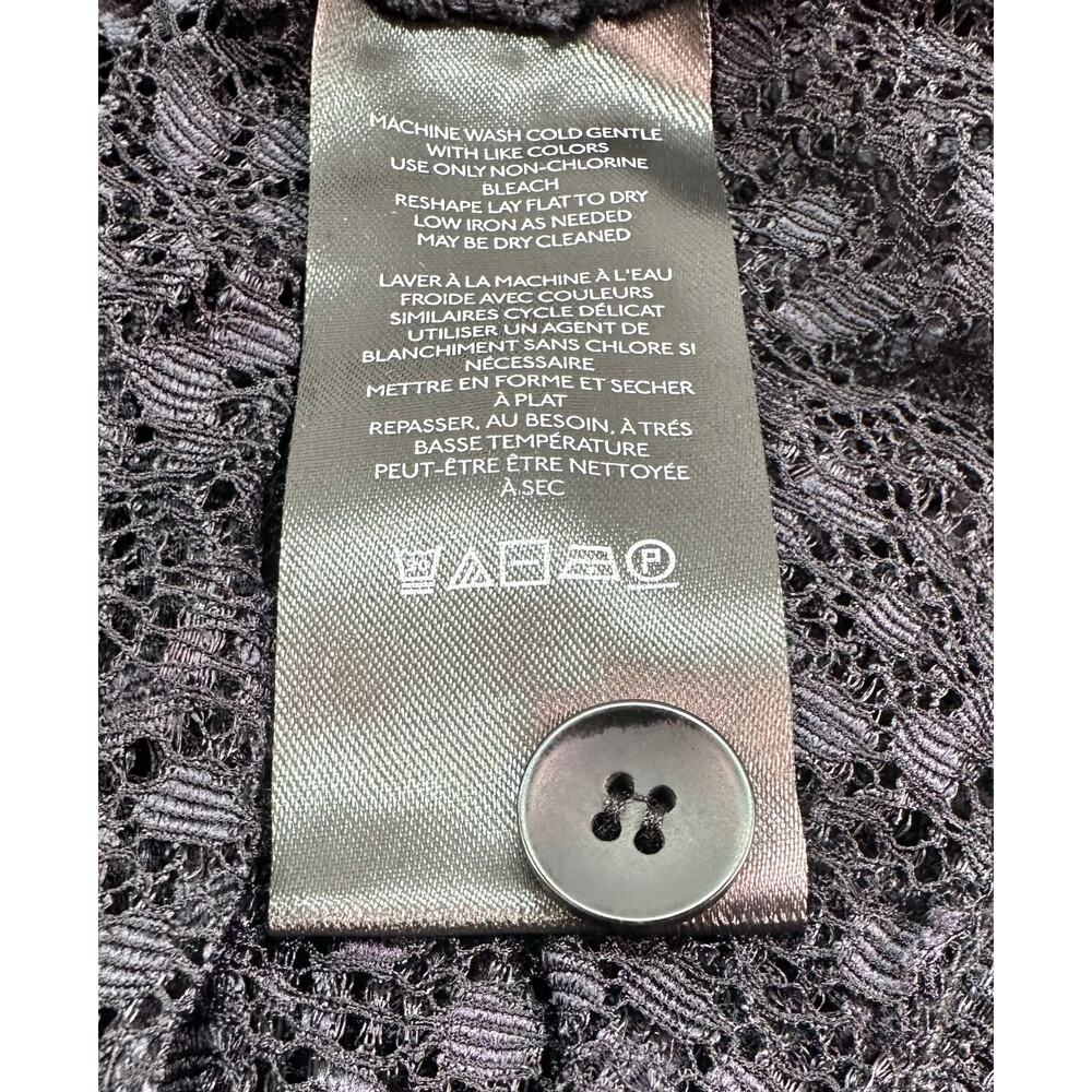 Maeve Anthropologie Blue Black Lace Button Down Blouse Size 3X Peter Pan Collar - Picture 10 of 10